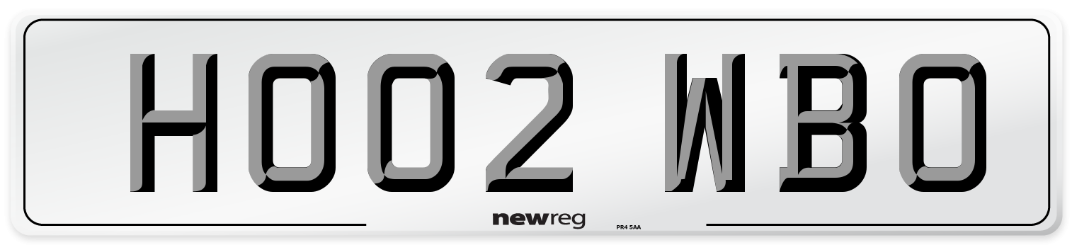 HO02 WBO Number Plate from New Reg